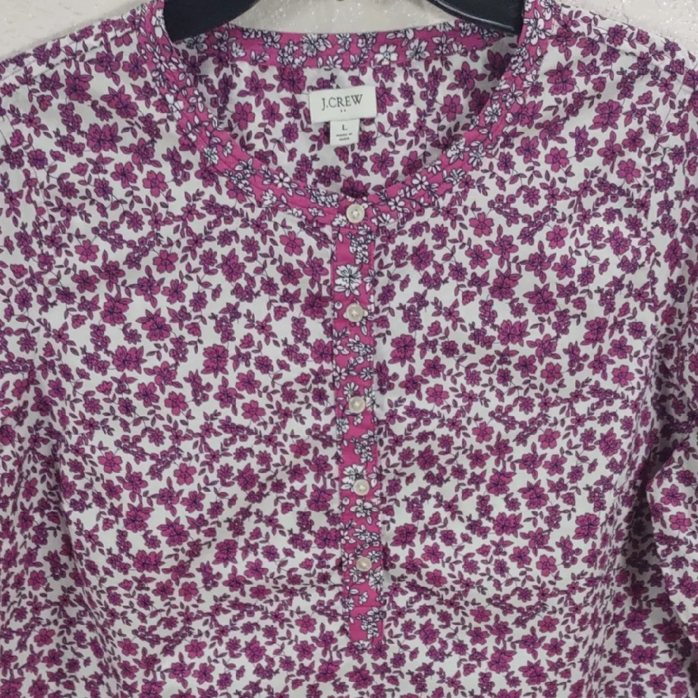 J.CREW , Size L,Floral Purple and White Blouse - Picture 4 of 16